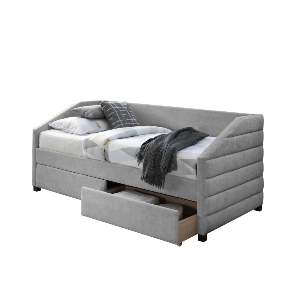 CAMA C/CAJONES 1 PLAZA MADERA-Y-TELA NATURAL-BEIGE AZUCENA