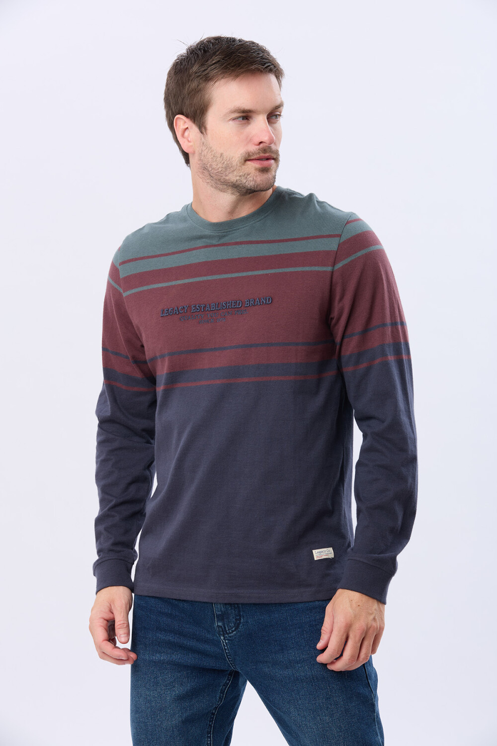 REMERA RAYADA BORDADA Verde