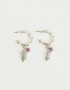Aros Argollas Bañada en Plata Aros Argollas Corazón Amatista - Plateado