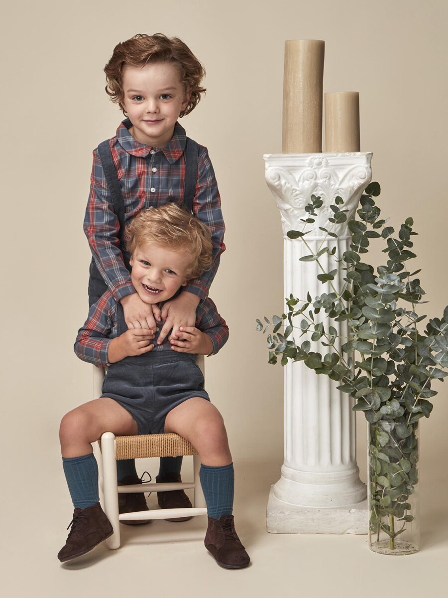 Camisa Cuadro Tartan Azul Pato