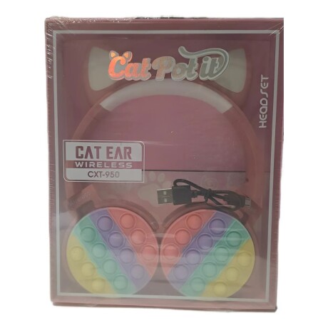 Auriculares Inalámbricos Pop It con Orejas de Gato Luces ROSA