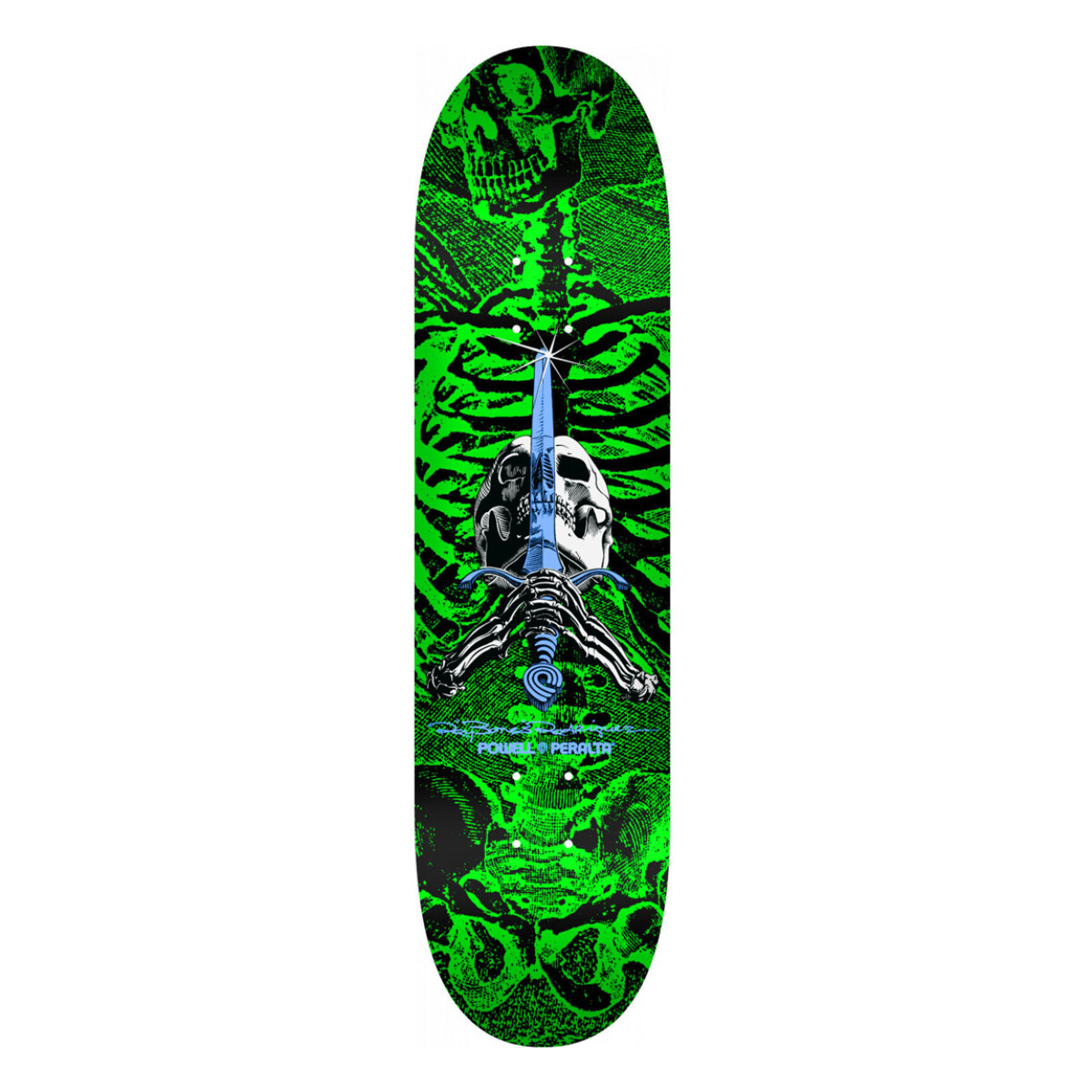 Deck Powell Peralta Skull & Sword GREEN 8.0" X 31.45" (Sólo Tabla) 