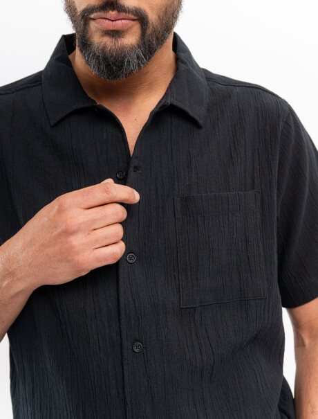 Camisa m/c bambula negro