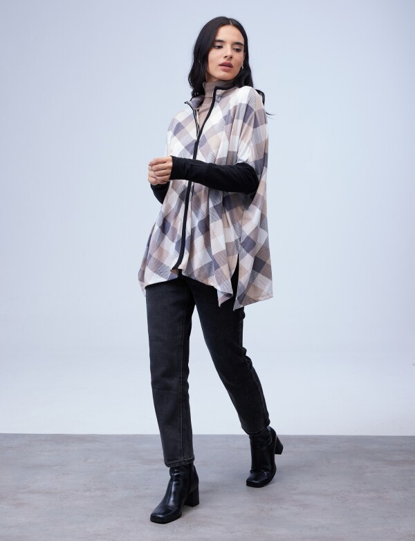 Cardigan Oversized Zip MULTI/BEIGE