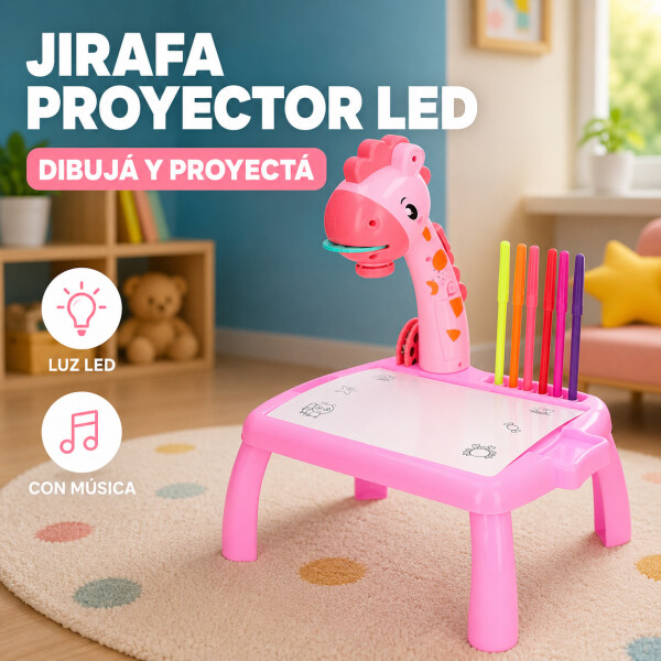 Jirafa Pizarra Mesa Proyector Led + Accesorios Para Dibujar Color Rosa