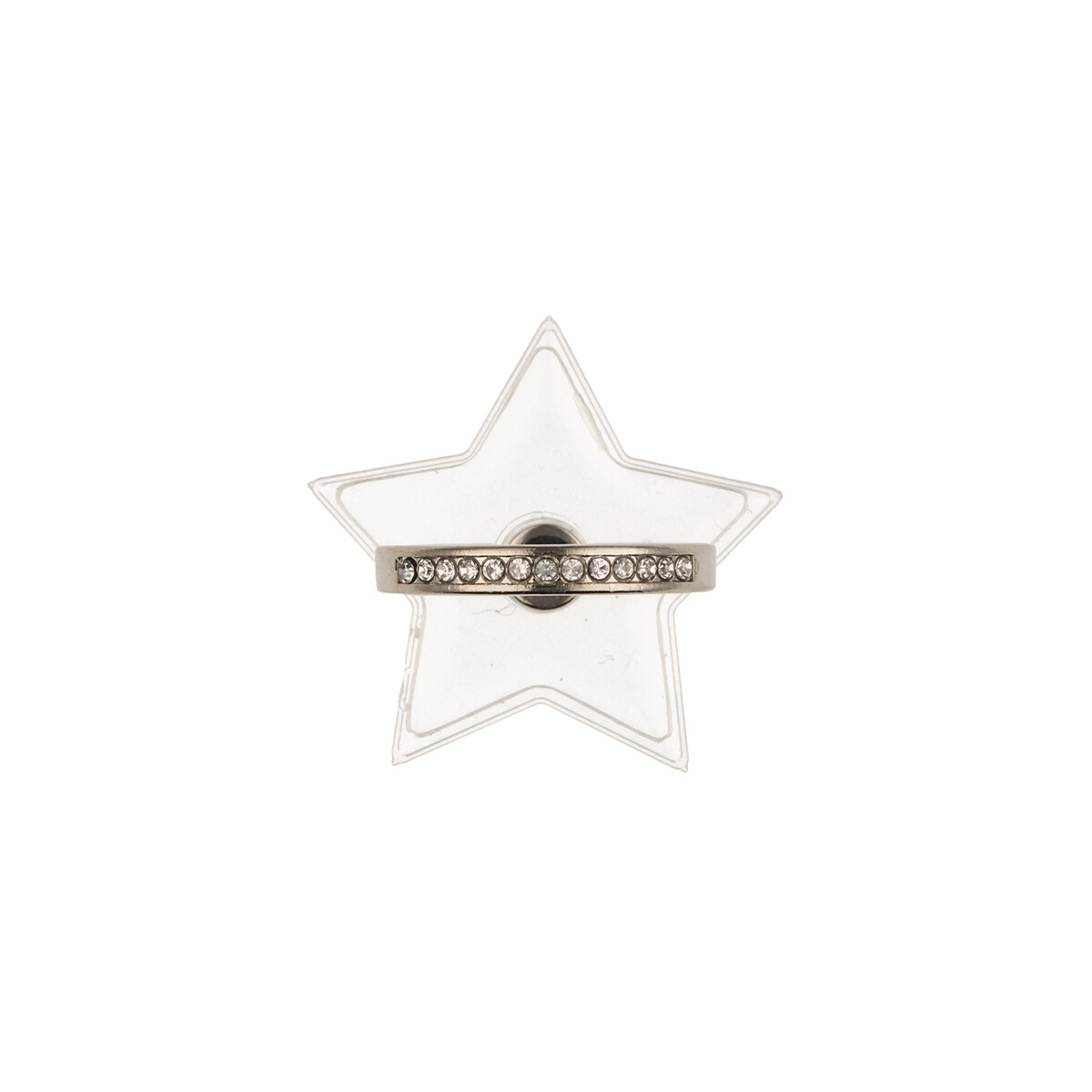 Anillo soporte para celular diseño estrella transparente con brillos 