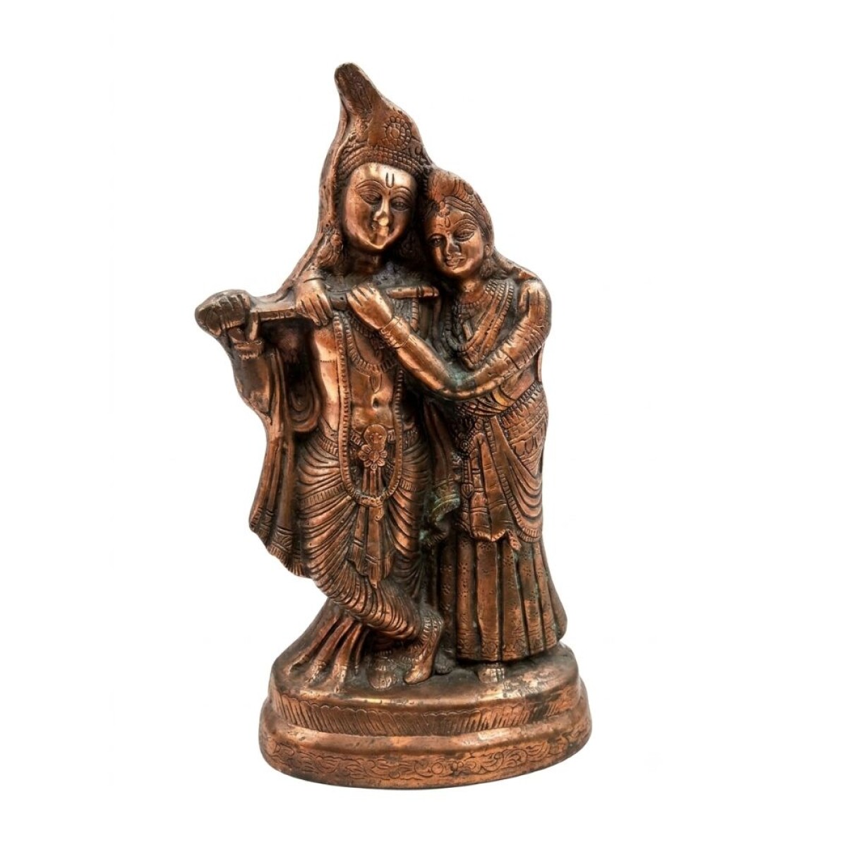KRISHNA Y RADHA DE METAL COBRIZO - 1514/37 X 20 Cm 