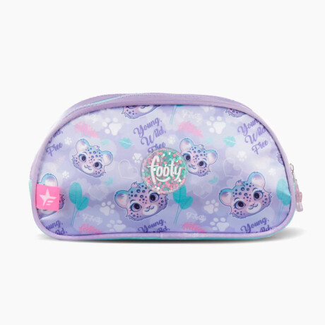 Cartuchera Footy Gatito Con Luz, Doble Cierre Violeta