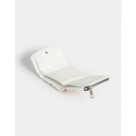 Billetera Cuerina Solapa Flores Estampado Flores