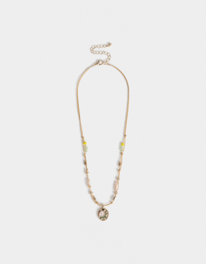 Collares Cortos Esmaltado Collar Corto Multidijes Flor - Dorado