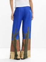 Pantalón Estampado 100 % Lino azul
