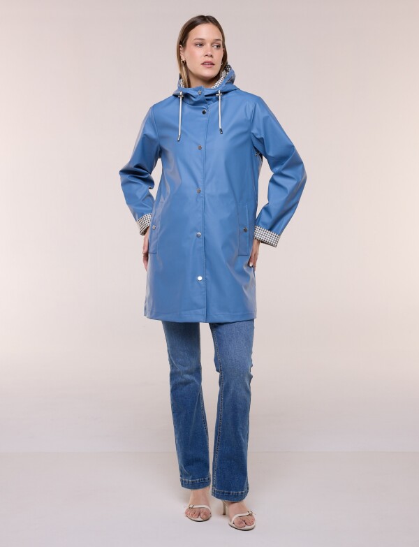 Piloto Engomado Impermeable Con Capucha CELESTE OSCURO