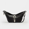 Bandolera Bambú En Cuero Satinado Negro