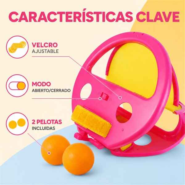 Raqueta Lanza y Atrapa Pelota con 2 Bolas Rosa 1
