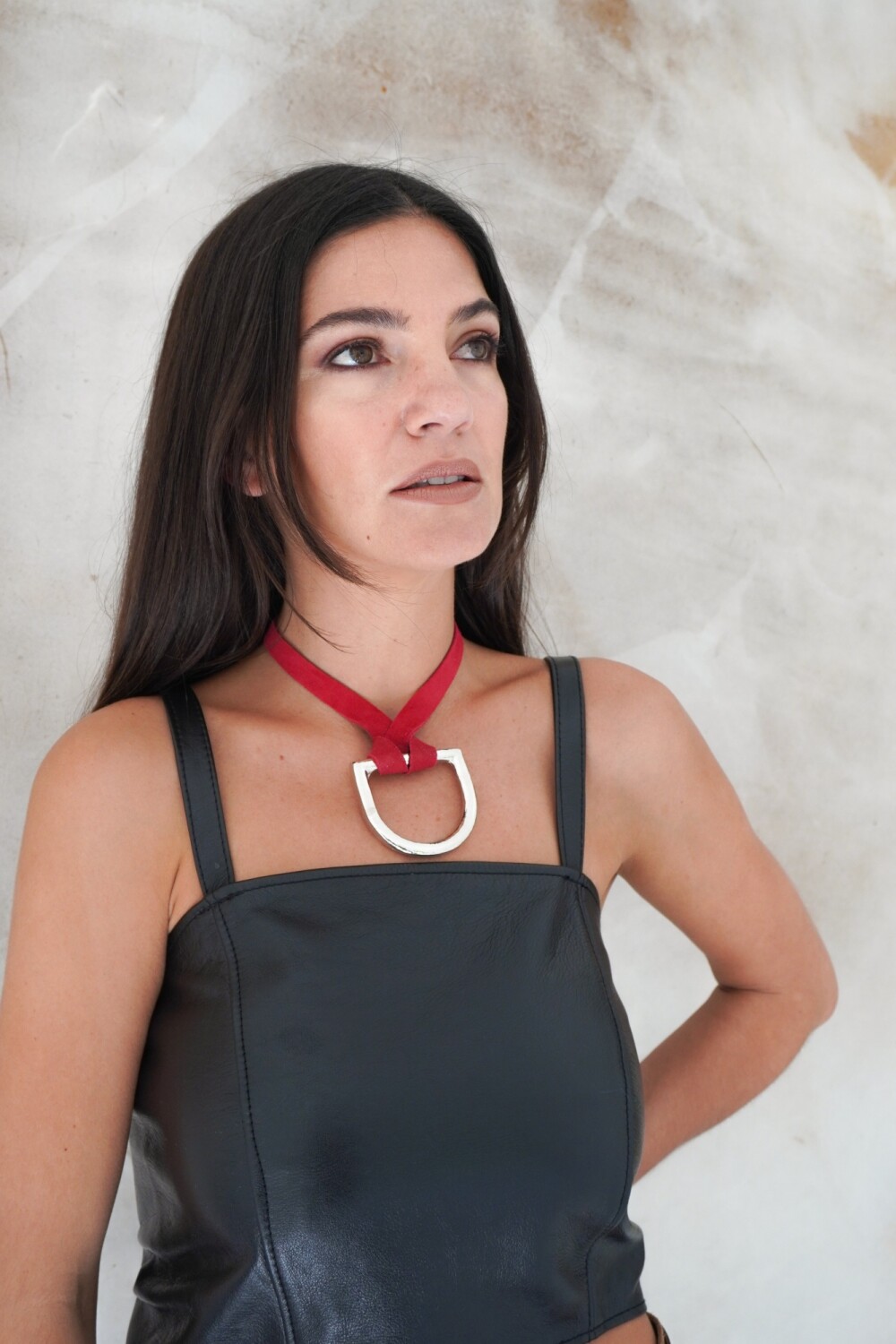 Estribo Tiento Necklace Frambuesa Plateado