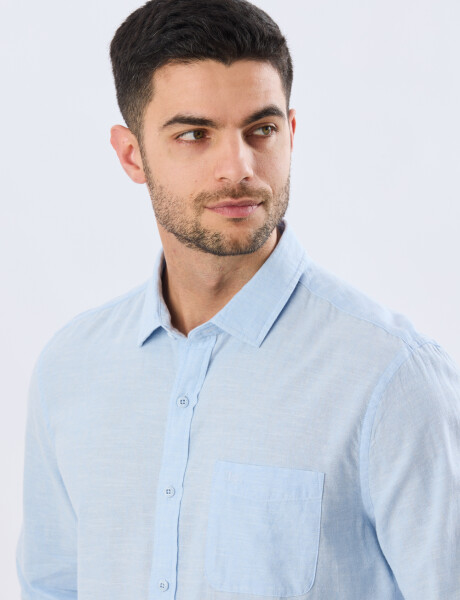 CAMISA LISA DE LINO Celeste