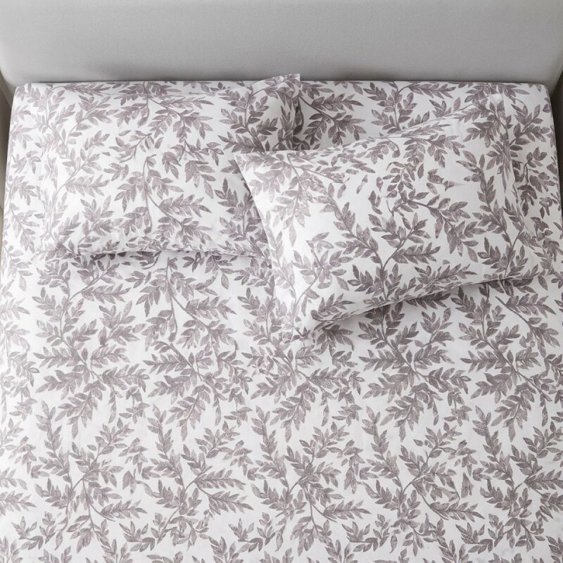 JGO SABANA HOJAS GRIS FULL 140X200+30CM 4PZ Unica