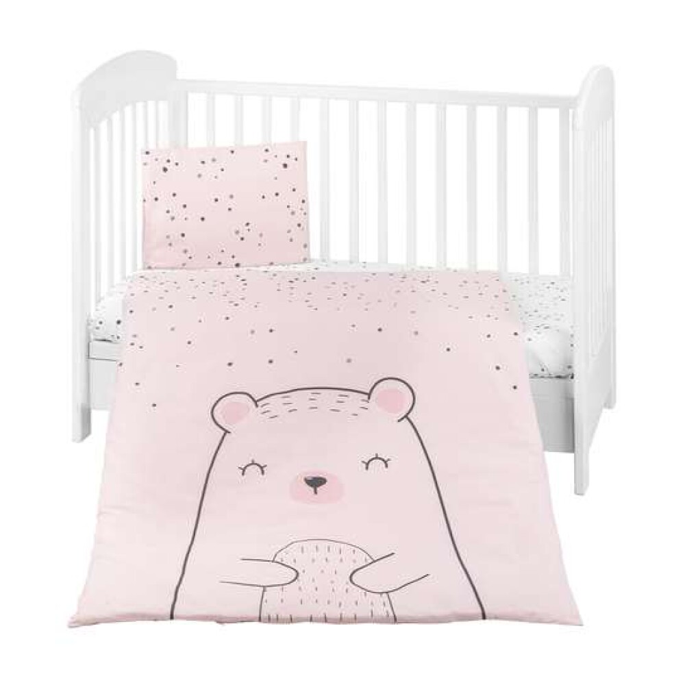 Set textil para cuna KIKKABOO 5pz bear rosa