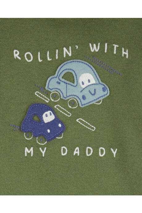 Set dos piezas de algodón, pantalón y body con capucha, diseño autos Set dos piezas de algodón, pantalón y body con capucha, diseño autos