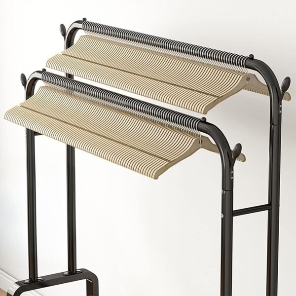 Perchero Doble Ropa Barra Acero Percha Metal Ganchos Ropero Placard Con Ruedas Imback Color Negro Perchero Doble Ropa Barra Acero Percha Metal Ganchos Ropero Placard Con Ruedas Imback Color Negro