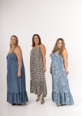 Vestido solera jean tencel liso Azul oscuro