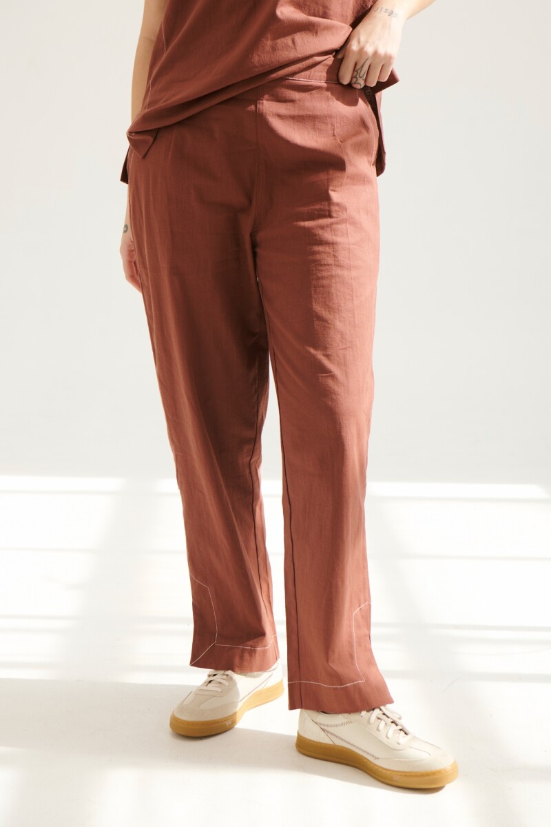 PANTALON LINO STRECH BRICK