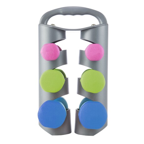 Set de mancuernas revestidas con soporte plegable Best Gris