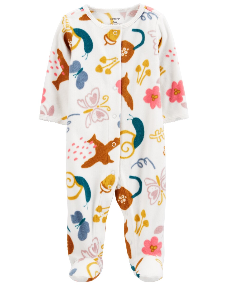 Pijama una pieza de micropolar con pie, diseño animales 
