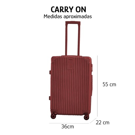 Valija Pequeña CarryOn 4 Ruedas Dobles Giratorias Candado Bordó
