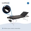 Camilla Portátil 3 Cuerpos Profesional Lumax de Aluminio 185x60cm Negro