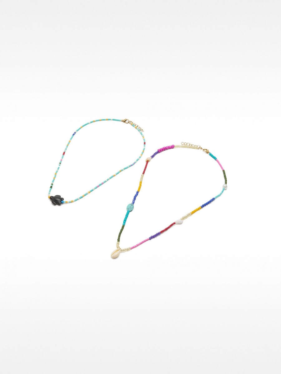 Set De Collares Multicolor Con Colgante De Tortuga multicolor
