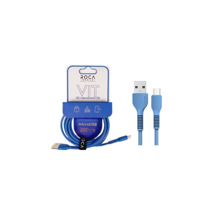 CABLE DE DATOS MICRO USB 200CM ROCA AZUL