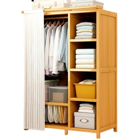 Perchero Closet Bambú con Cortina 160cm x 85cm x 43cm 001