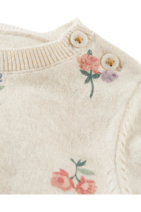 Set dos piezas de algodón orgánico, short y remera diseño floral Sin color