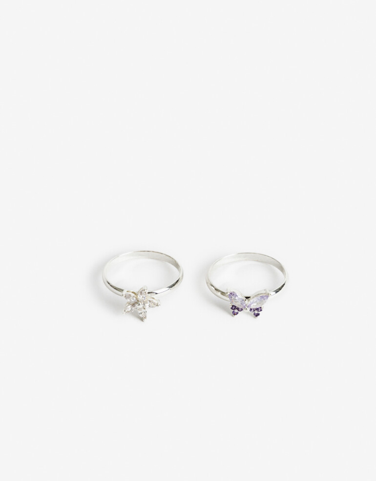 Sets Anillos Cubic zirconia Set De Anillos Bichitos Cubic - Plateado