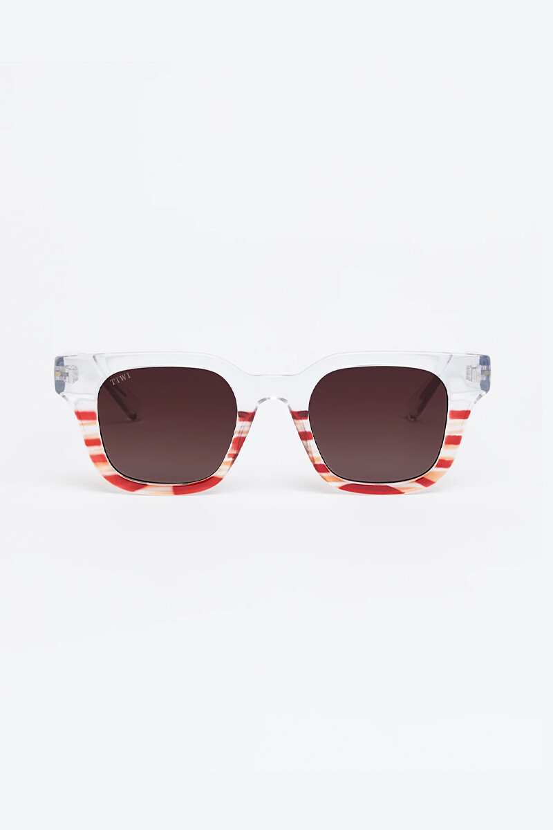 Lentes Tiwi Lio - Shiny Transparent /gradient Stripe Orange With Bugundy Gradient Lenses (flat) 