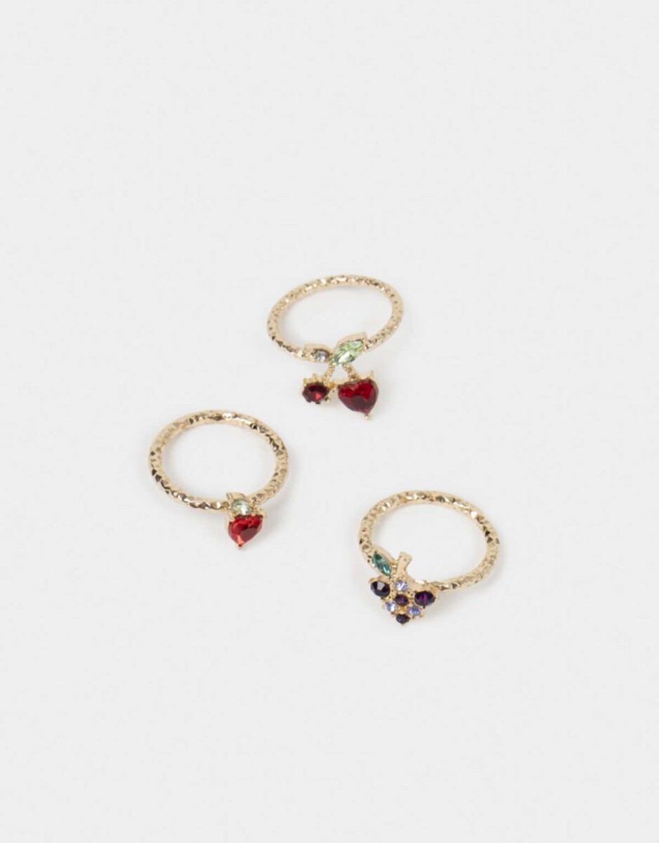 Sets De Anillos Frutas - Dorado 