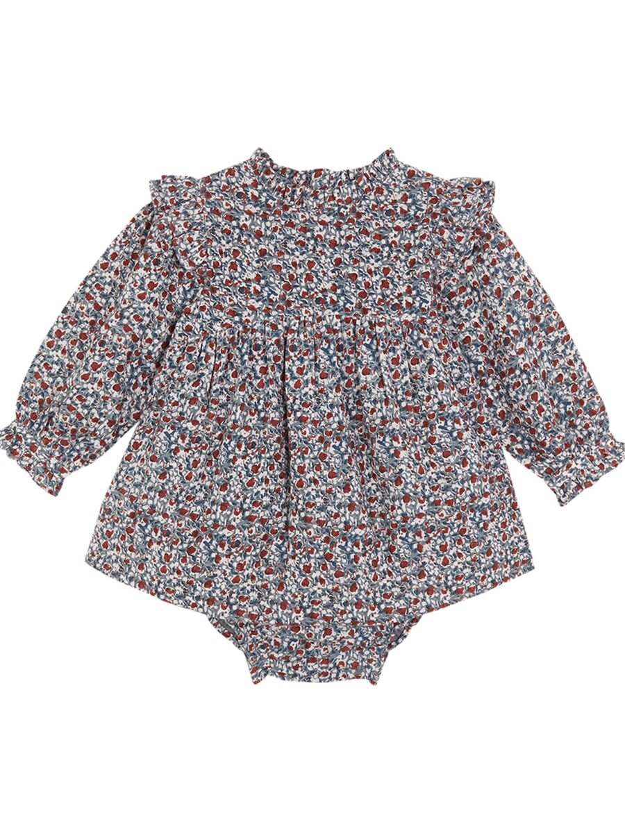 Vestido Estampado De Flores Azulado