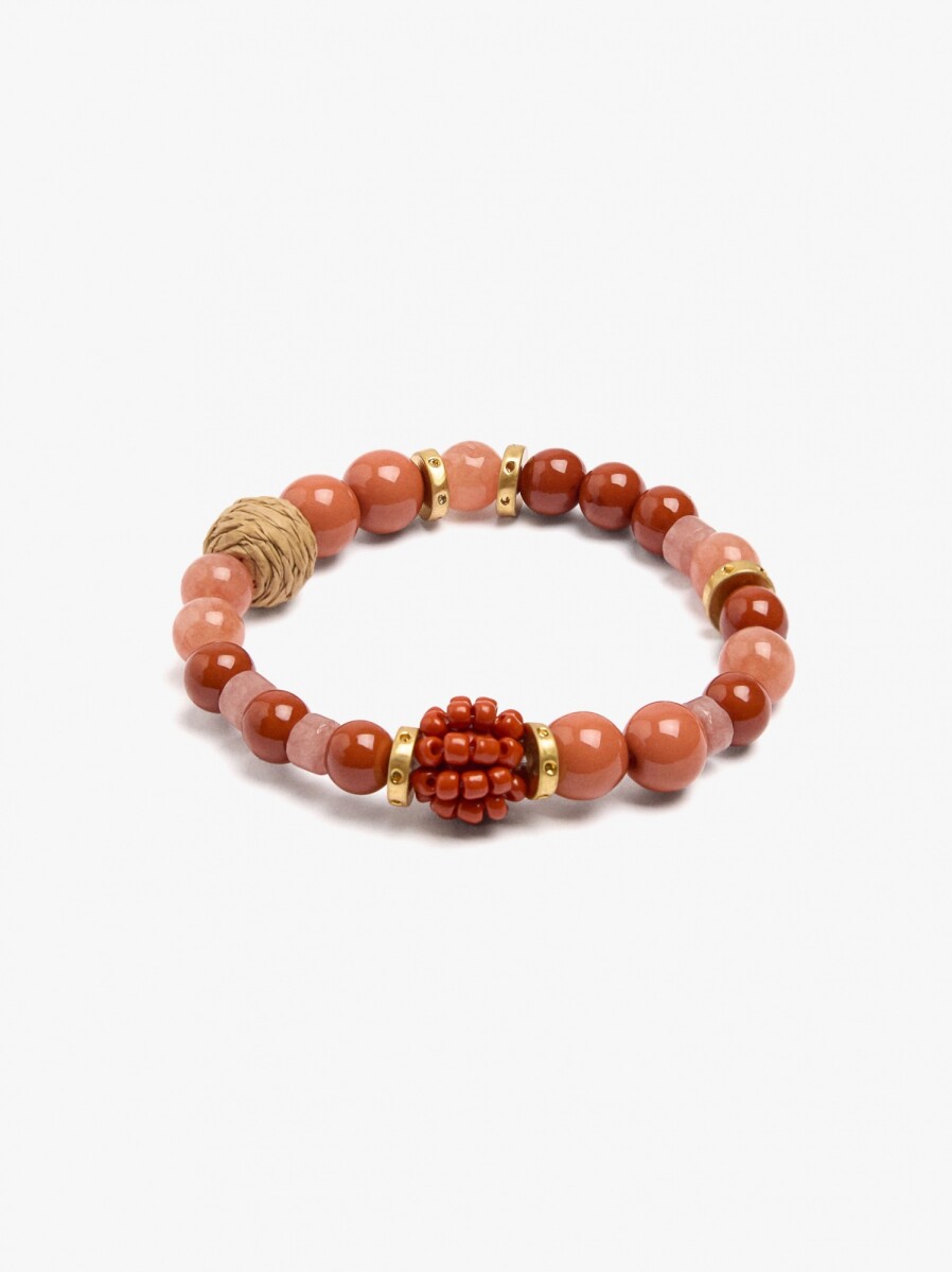Pulsera Elástica Con Cuentas De Piedra - multicolor 