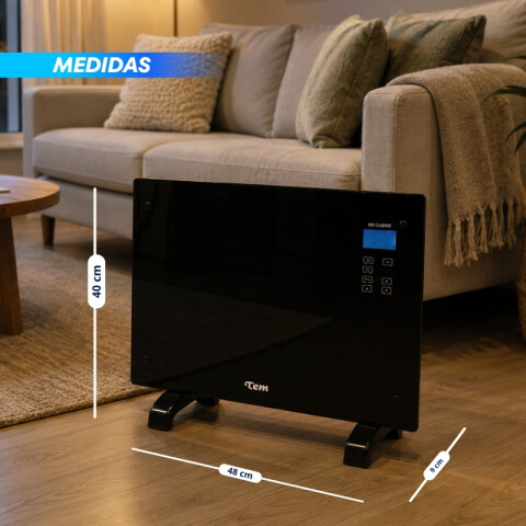CONVECTOR PANEL VITROCERAMICO TEM T1FPVITRO1500 Negro