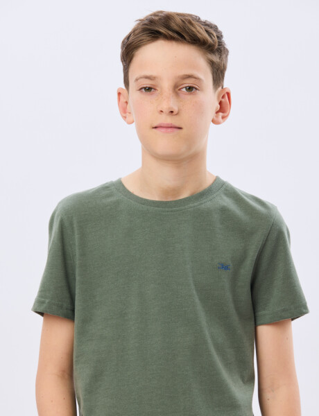 REMERA BÁSICA DE ALGODÓN Verde Melange
