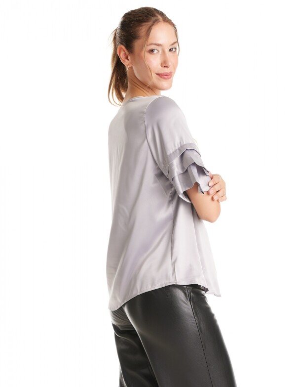 Blusa Saten Volados GRIS