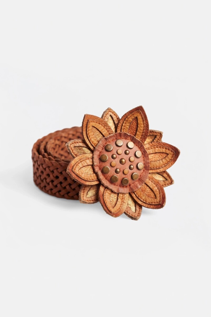 CINTO FAJA FLOWER BRAID Camel