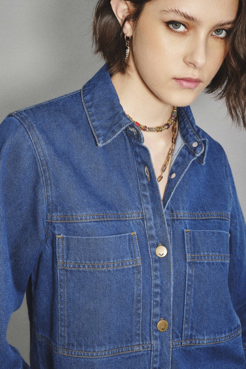 Camisa Austin Crop Denim Azul