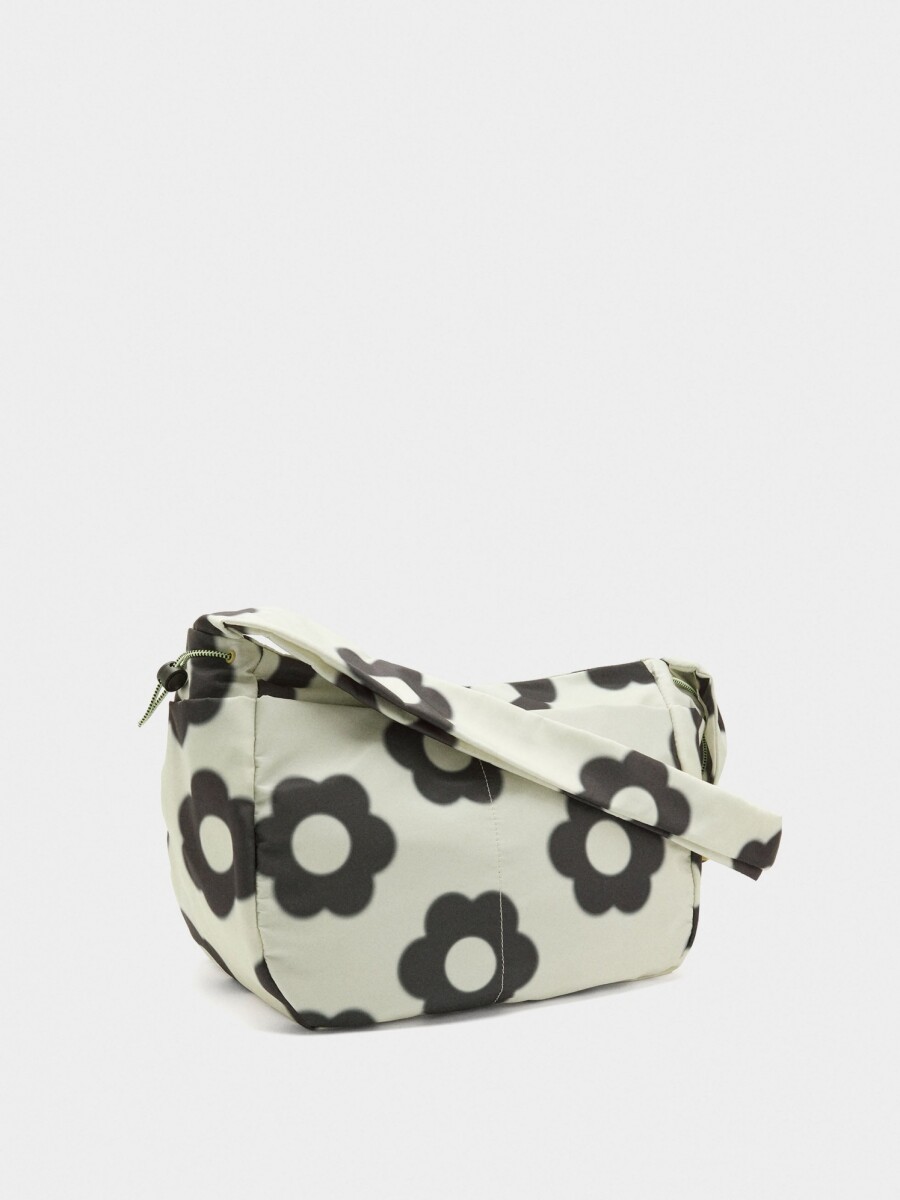 Bolso De Hombro De Nylon Estampado Floral M crudo