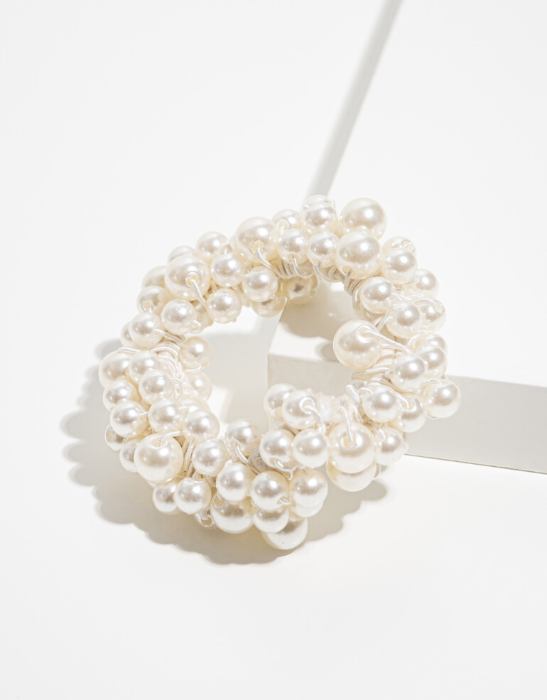 Gomitas Elásticas Perla Gomita Con Perlitas - Blanco Nacarado/perlado