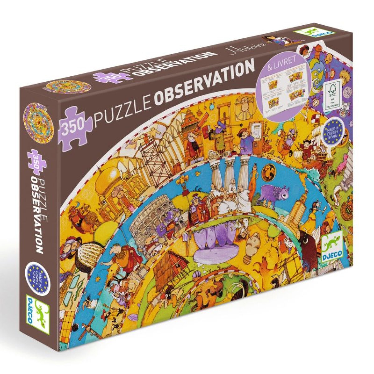 Puzzle Observación Circula D:65 Cm 350 Pcs 7+ Djeco - Historia 