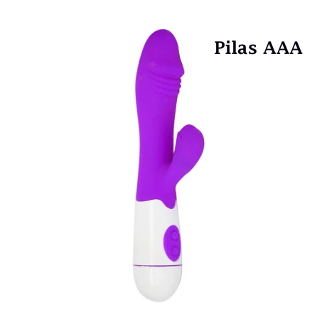 Vibrador Con Doble Estímulo Desing A Pila Violeta