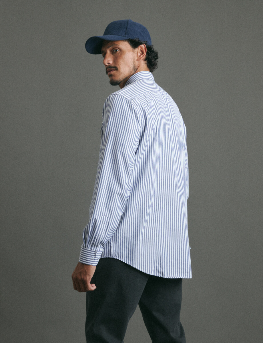 012626 CAMISA HARRINGTON LABEL Blanco/azul