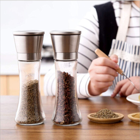 Molinillo Pimienta y Sal Ajustable 200ml Vidrio y Acero Inox Transparente